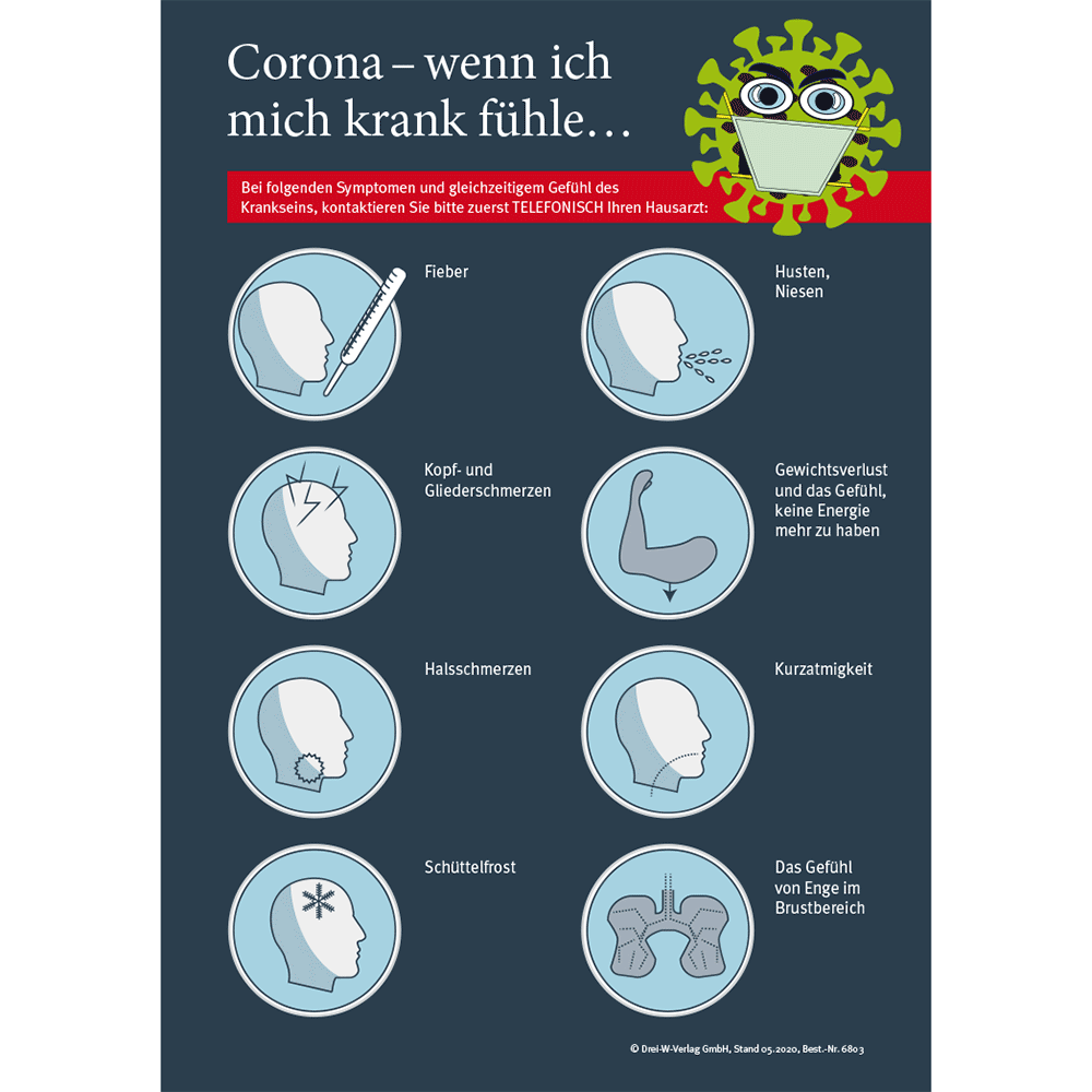 Aushang (DIN-A3) • Corona Aushang „Symptome“ 